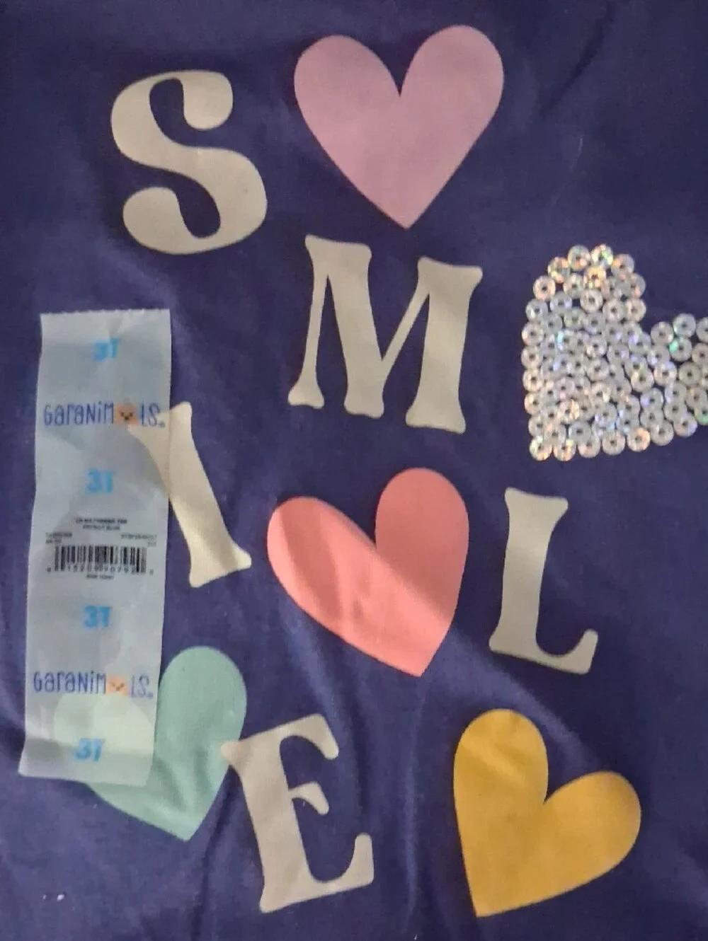 Garanimals Purple Long-Sleeve 'SMILE' Heart Graphic Tee